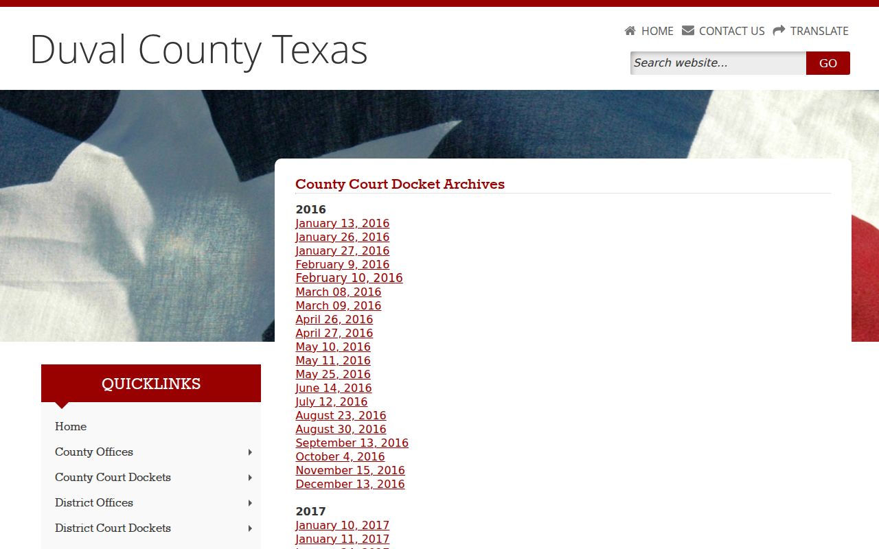 Duval County court docket page and dated court records